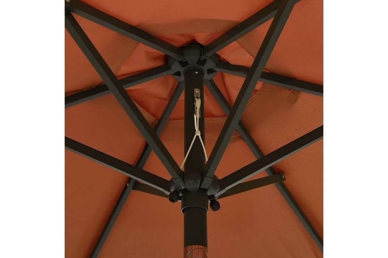 parasol med LED-lys 200x211 cm aluminium terrakotta - Parasoller