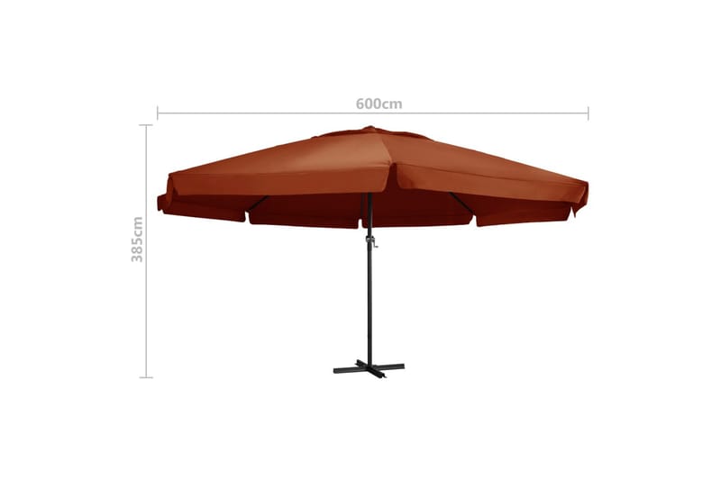 Parasol Aluminiumsstang 600 cm Terracotta - Orange - Havemøbler - Solafskærmning - Parasoller