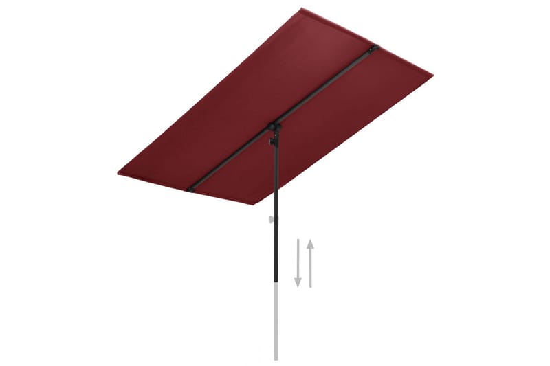 Parasol med Aluminiumsstang 2x1,5 M Bordeauxfarvet - Rød - Havemøbler - Solafskærmning - Parasoller