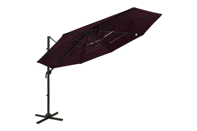 parasol med aluminiumsstang 3 niveauer 3x3 m bordeaux - Rød - Havemøbler - Solafskærmning - Parasoller