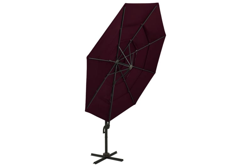 parasol med aluminiumsstang 3 niveauer 3x3 m bordeaux - Rød - Havemøbler - Solafskærmning - Parasoller