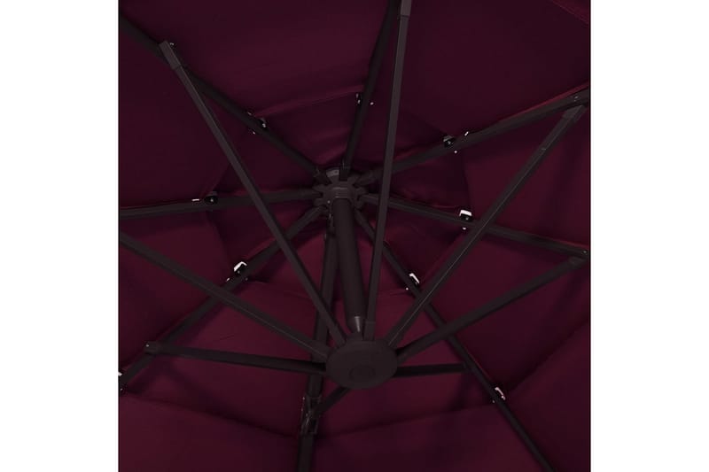 parasol med aluminiumsstang 3 niveauer 3x3 m bordeaux - Rød - Havemøbler - Solafskærmning - Parasoller