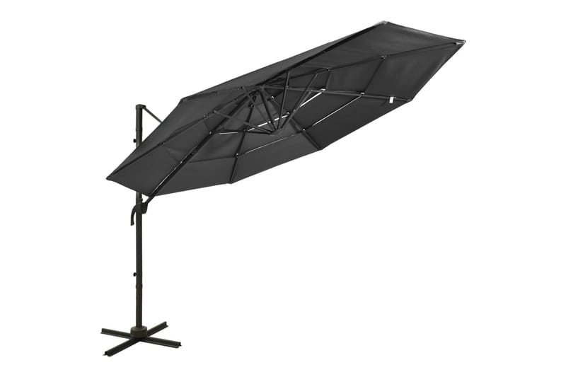 parasol med aluminiumsstang 4 niveauer 3x3 m antracitgrå - Antracit - Havemøbler - Solafskærmning - Parasoller