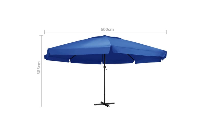 Parasol Med Aluminiumsstang 600 cm Azurblå - Blå - Havemøbler - Solafskærmning - Parasoller