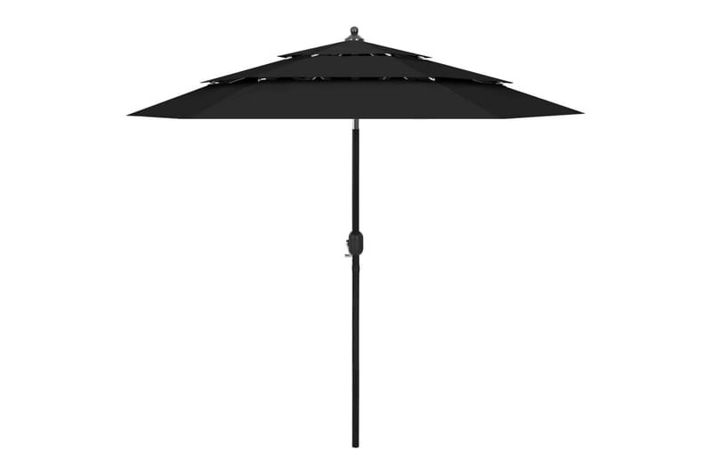 parasol med aluminiumsstang i 3 niveauer 2,5 m sort - Havemøbler - Solafskærmning - Parasoller