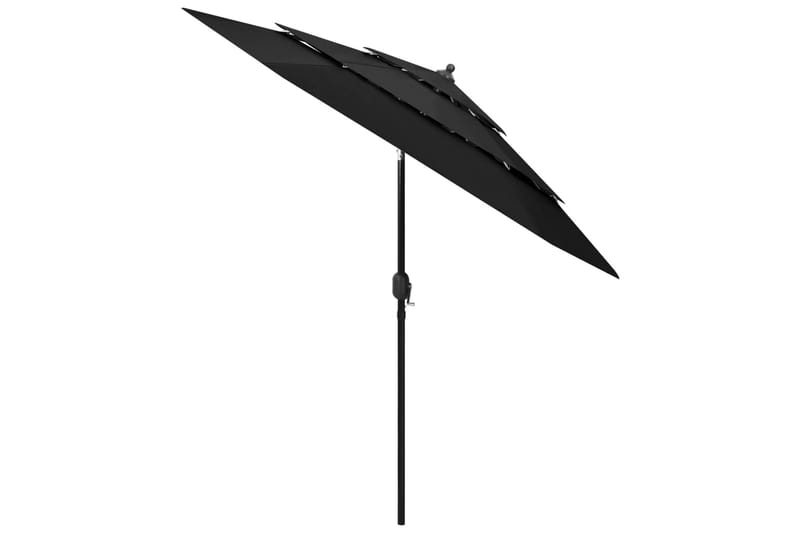 parasol med aluminiumsstang i 3 niveauer 2,5 m sort - Havemøbler - Solafskærmning - Parasoller