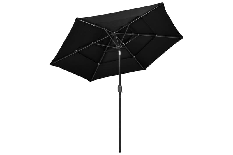 parasol med aluminiumsstang i 3 niveauer 2,5 m sort - Havemøbler - Solafskærmning - Parasoller