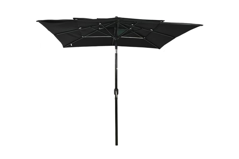 parasol med aluminiumsstang i 3 niveauer 2,5x2,5 m sort - Havemøbler - Solafskærmning - Parasoller