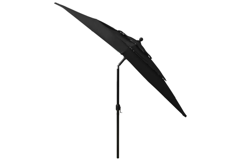 parasol med aluminiumsstang i 3 niveauer 2,5x2,5 m sort - Havemøbler - Solafskærmning - Parasoller