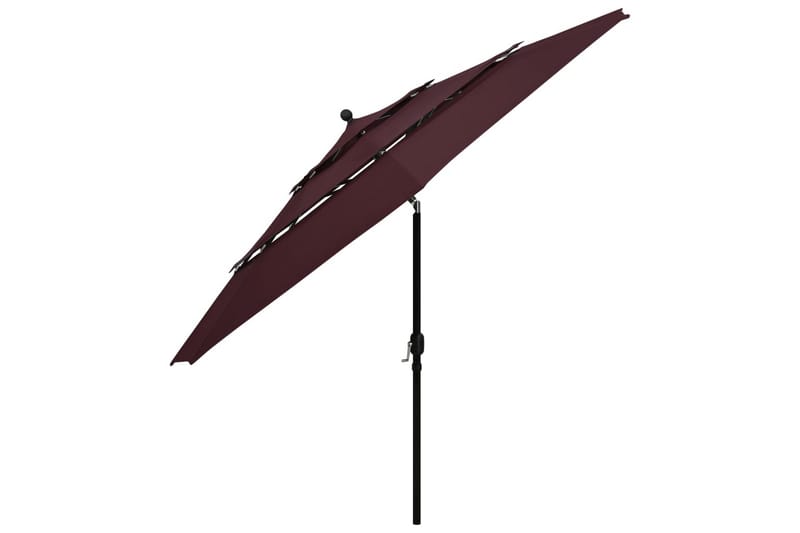 parasol med aluminiumsstang i 3 niveauer 3,5 m bordeaux - Havemøbler - Solafskærmning - Parasoller