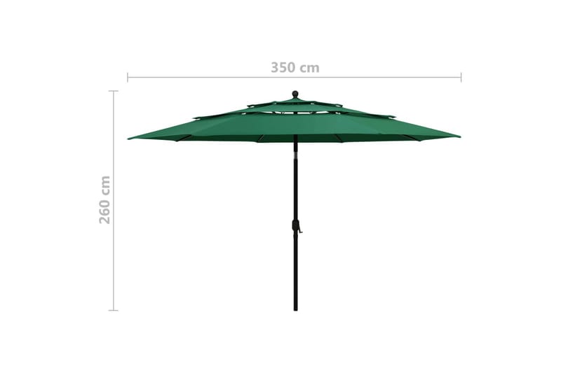 parasol med aluminiumsstang i 3 niveauer 3,5 m grøn - Havemøbler - Solafskærmning - Parasoller