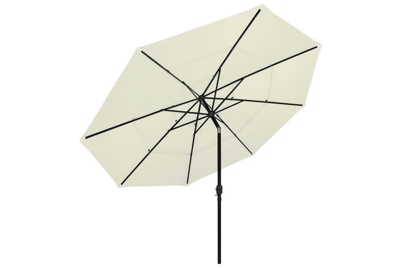 parasol med aluminiumsstang i 3 niveauer 3,5 m sandfarvet - Parasoller