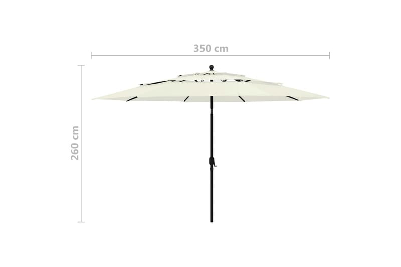 parasol med aluminiumsstang i 3 niveauer 3,5 m sandfarvet - Havemøbler - Solafskærmning - Parasoller