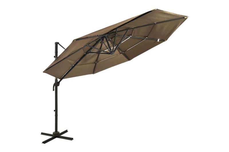 parasol med aluminiumsstang i 4 niveauer 3x3 m gråbrun - Gråbrun - Havemøbler - Solafskærmning - Parasoller