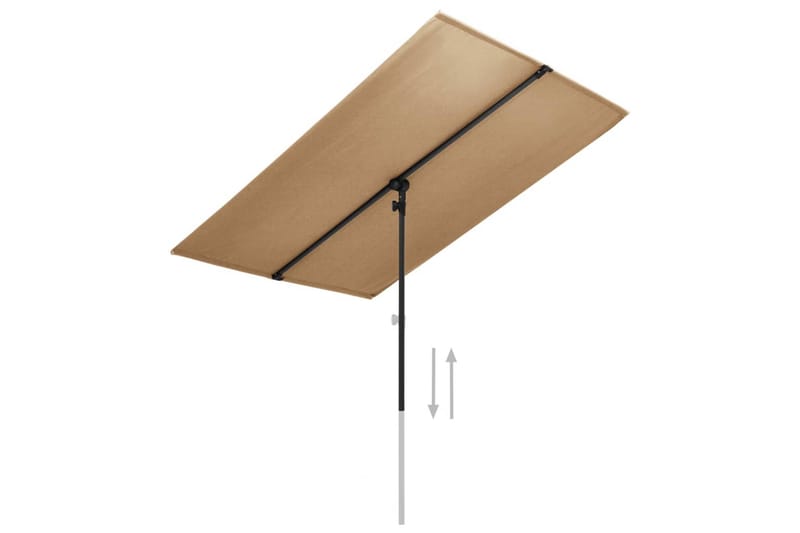 Parasol med Aluminiumstang 180x130 cm Gråbrun - Brun - Havemøbler - Solafskærmning - Parasoller