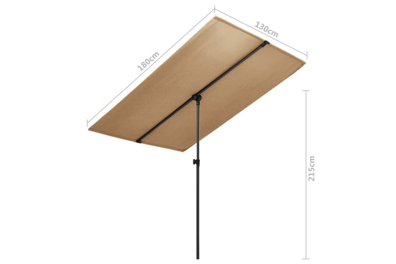 Parasol med Aluminiumstang 180x130 cm Gråbrun - Brun - Havemøbler - Solafskærmning - Parasoller