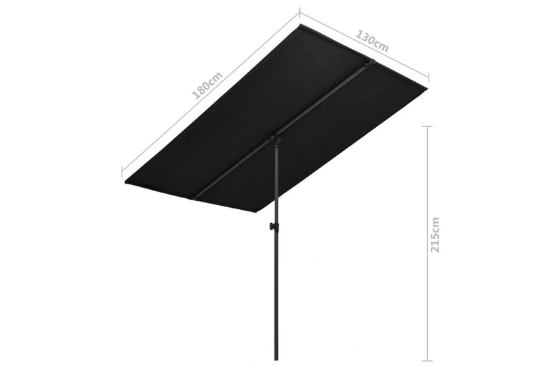 Parasol med Aluminiumstang 180x130 cm Sort - Sort - Havemøbler - Solafskærmning - Parasoller