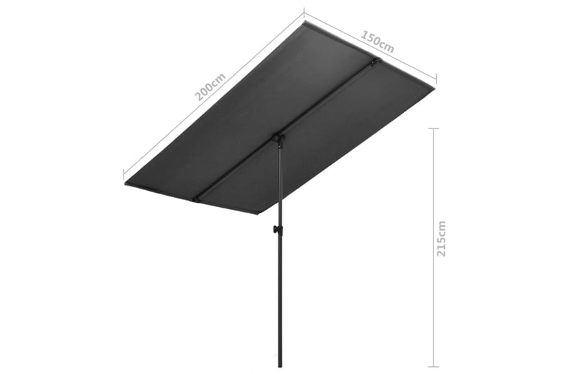 Parasol med Aluminiumstang 2x1,5 M Antracitgrå - Grå - Havemøbler - Solafskærmning - Parasoller