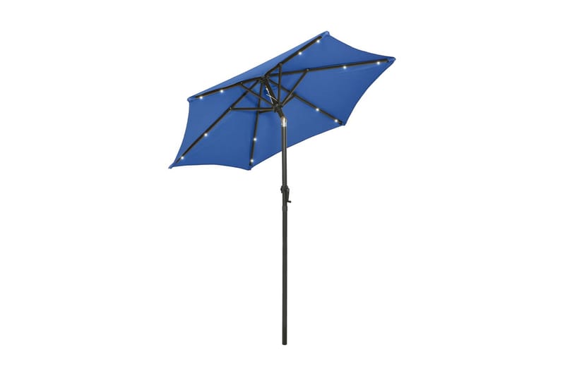 parasol med LED-lys 200x211 cm aluminium azurblå - Blå - Parasoller