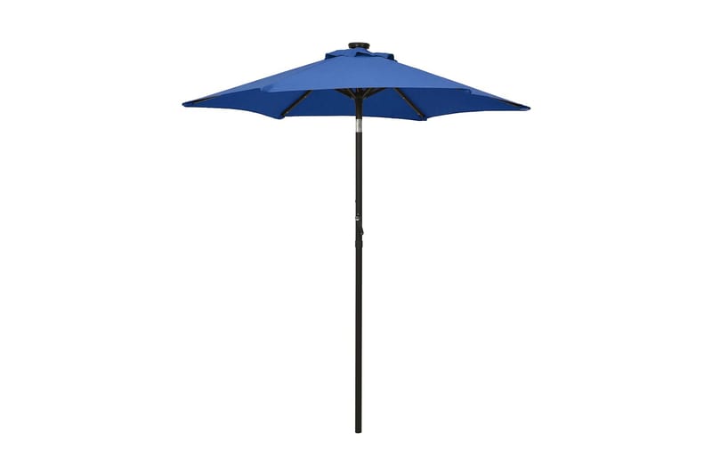 parasol med LED-lys 200x211 cm aluminium azurblå - Blå - Havemøbler - Solafskærmning - Parasoller