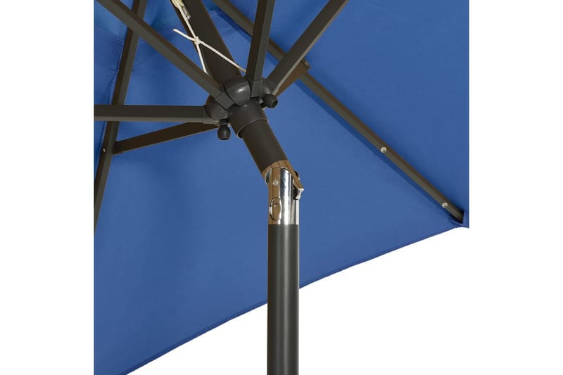 parasol med LED-lys 200x211 cm aluminium azurblå - Blå - Havemøbler - Solafskærmning - Parasoller