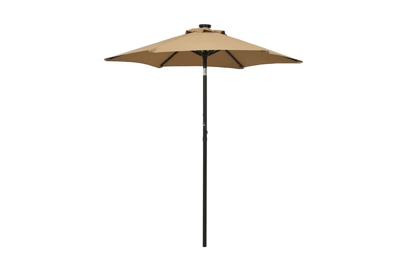 parasol med LED-lys 200x211 cm aluminium gråbrun - Gråbrun - Havemøbler - Solafskærmning - Parasoller