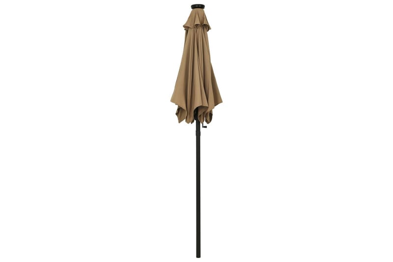 parasol med LED-lys 200x211 cm aluminium gråbrun - Gråbrun - Havemøbler - Solafskærmning - Parasoller