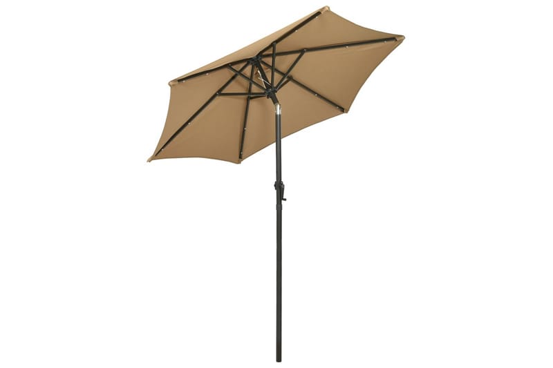 parasol med LED-lys 200x211 cm aluminium gråbrun - Gråbrun - Havemøbler - Solafskærmning - Parasoller