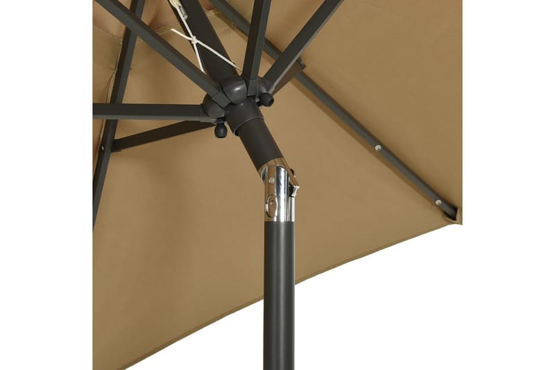 parasol med LED-lys 200x211 cm aluminium gråbrun - Gråbrun - Havemøbler - Solafskærmning - Parasoller