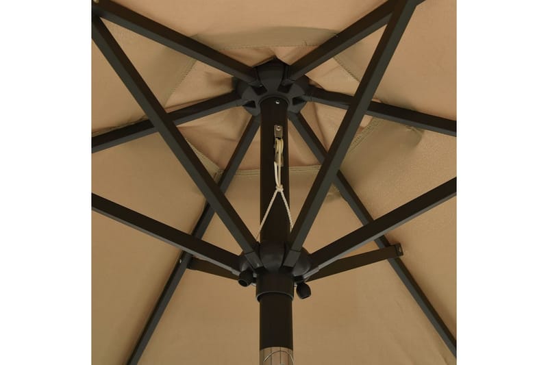 parasol med LED-lys 200x211 cm aluminium gråbrun - Gråbrun - Havemøbler - Solafskærmning - Parasoller