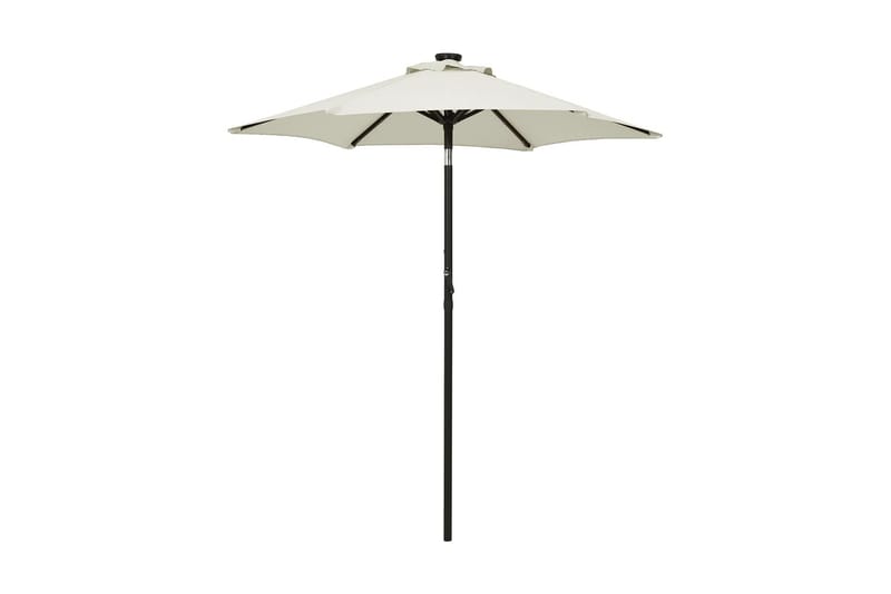 parasol med LED-lys 200x211 cm aluminium sandfarvet - Havemøbler - Solafskærmning - Parasoller