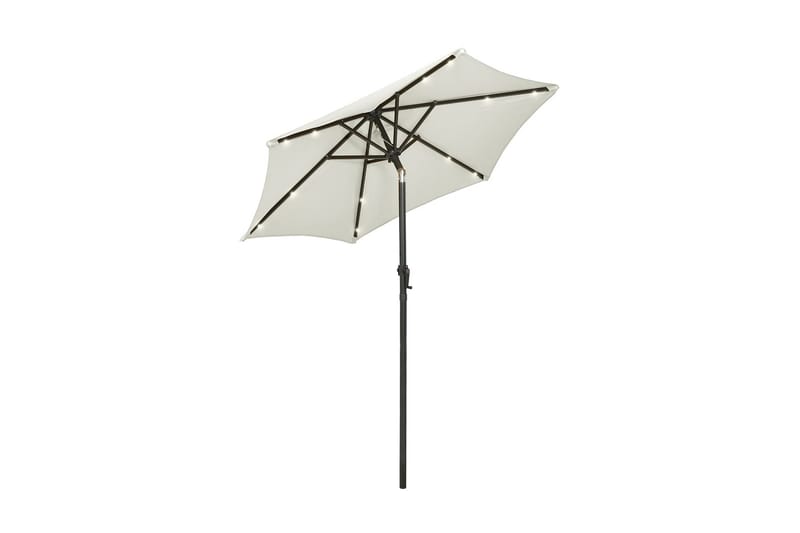 parasol med LED-lys 200x211 cm aluminium sandfarvet - Havemøbler - Solafskærmning - Parasoller