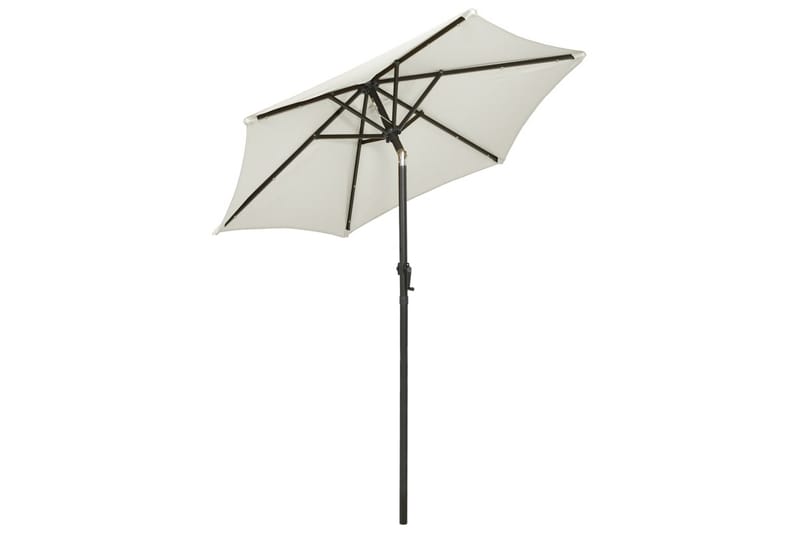 parasol med LED-lys 200x211 cm aluminium sandfarvet - Havemøbler - Solafskærmning - Parasoller