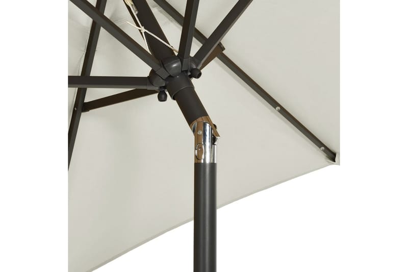 parasol med LED-lys 200x211 cm aluminium sandfarvet - Havemøbler - Solafskærmning - Parasoller