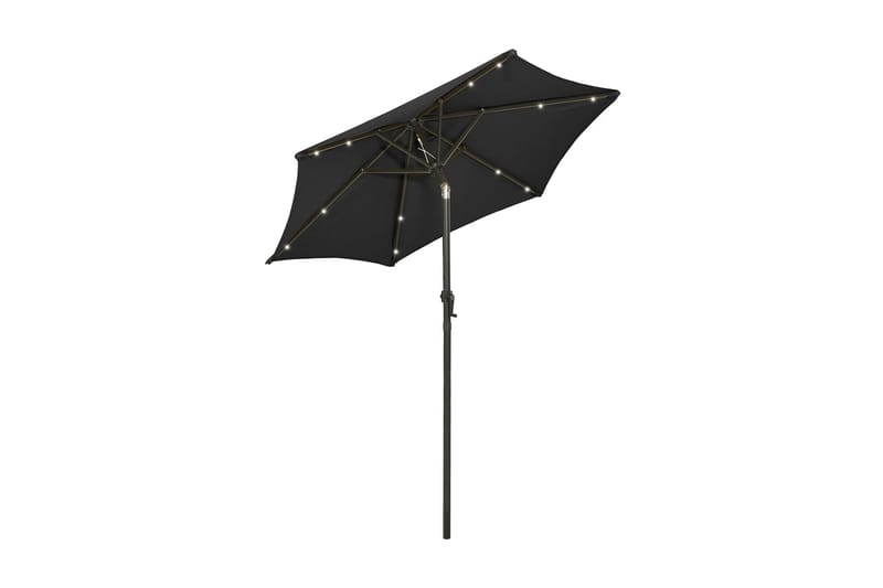 parasol med LED-lys 200x211 cm aluminium sort - Sort - Havemøbler - Solafskærmning - Parasoller