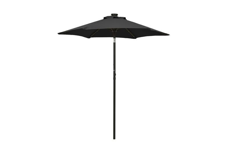 parasol med LED-lys 200x211 cm aluminium sort - Sort - Havemøbler - Solafskærmning - Parasoller