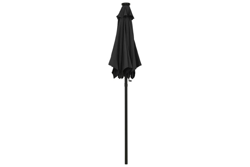 parasol med LED-lys 200x211 cm aluminium sort - Sort - Havemøbler - Solafskærmning - Parasoller