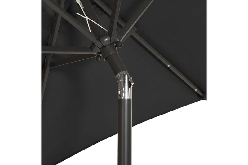 parasol med LED-lys 200x211 cm aluminium sort - Sort - Havemøbler - Solafskærmning - Parasoller