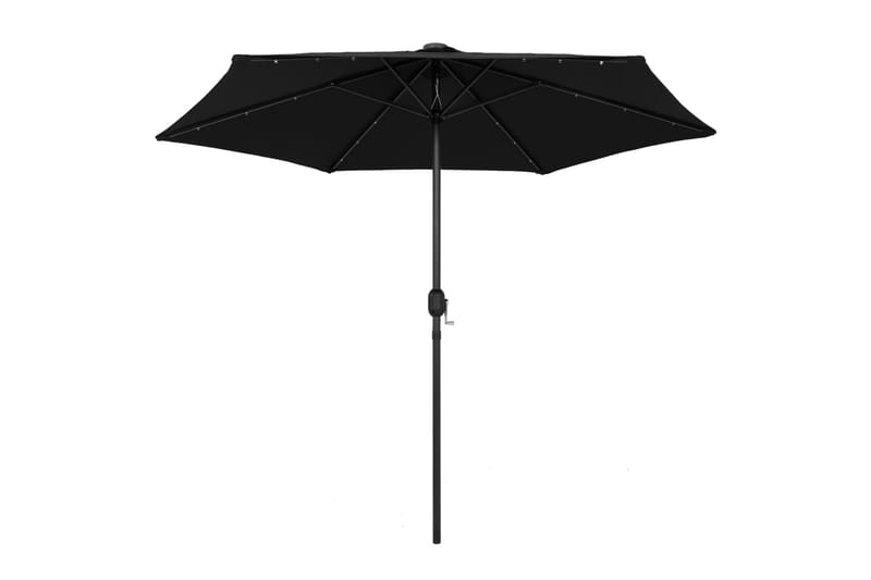 Parasol Med Led-Lys Og Aluminiumsstang 270 cm Sort - Sort - Havemøbler - Solafskærmning - Parasoller