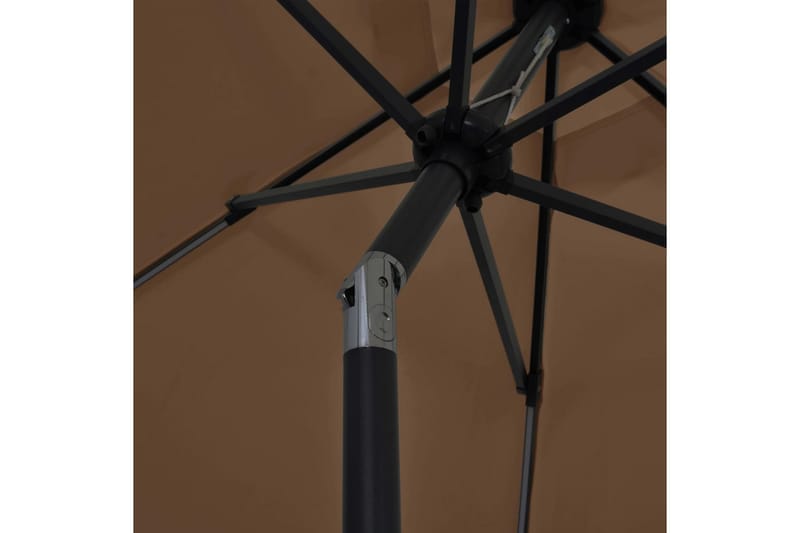 Parasol med Led-Lys Og Aluminiumsstang 300 cm Gråbrun - Brun - Parasoller