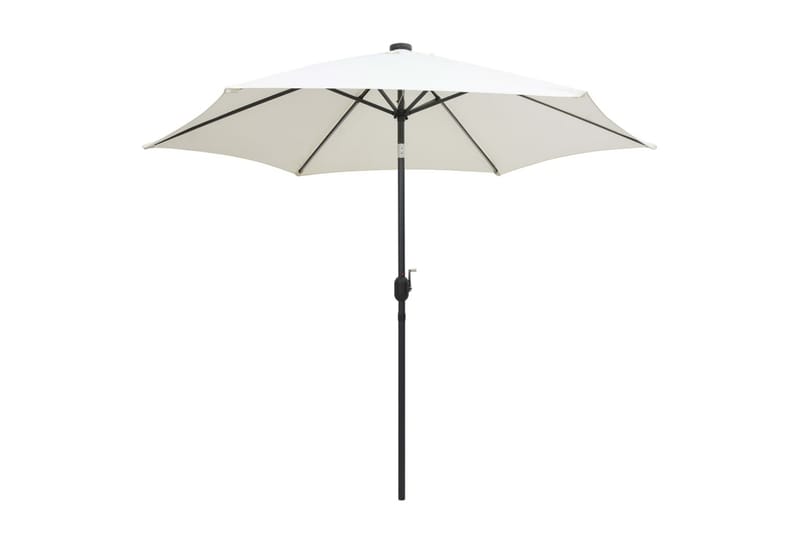 Parasol Med Led-Lys Og Aluminiumsstang 300 cm Sandfarvet - Hvid - Havemøbler - Solafskærmning - Parasoller