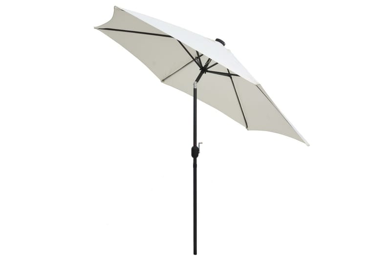 Parasol Med Led-Lys Og Aluminiumsstang 300 cm Sandfarvet - Hvid - Havemøbler - Solafskærmning - Parasoller