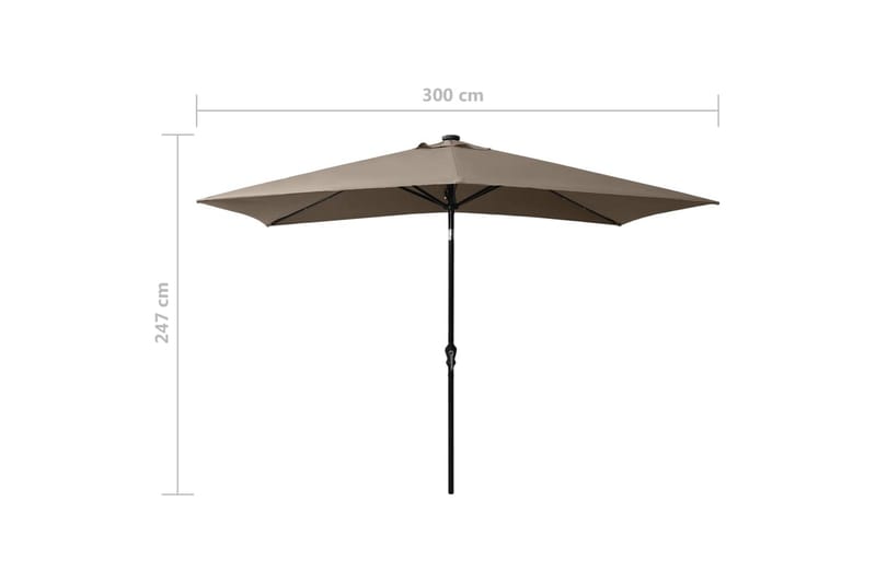 parasol med stålstang og LED-lys 2x3 m gråbrun - Havemøbler - Solafskærmning - Parasoller