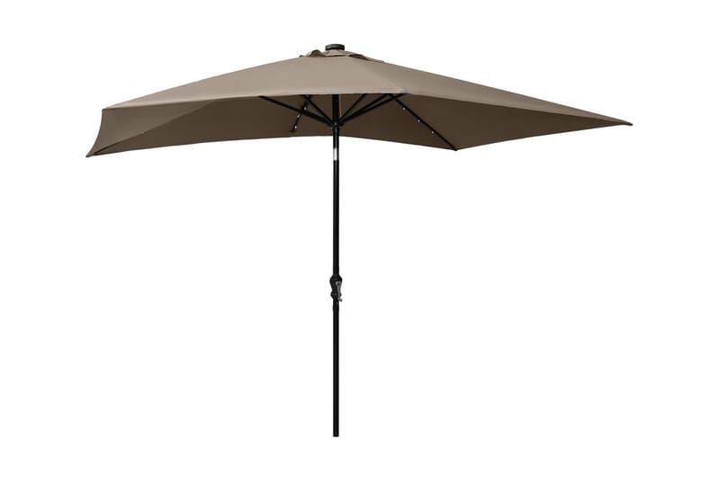 parasol med stålstang og LED-lys 2x3 m gråbrun - Havemøbler - Solafskærmning - Parasoller