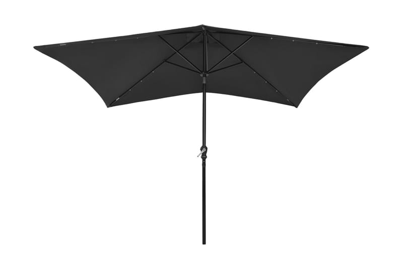 parasol med stålstang og LED-lys 2x3 m sort - Havemøbler - Solafskærmning - Parasoller