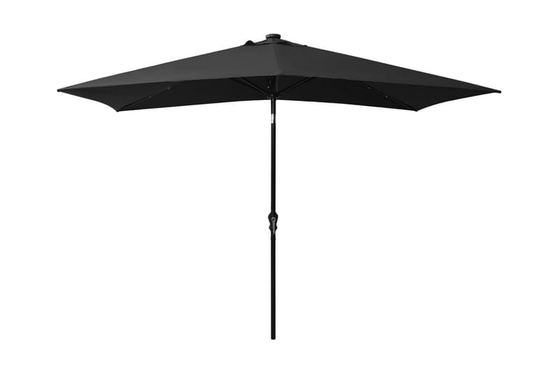 parasol med stålstang og LED-lys 2x3 m sort - Havemøbler - Solafskærmning - Parasoller