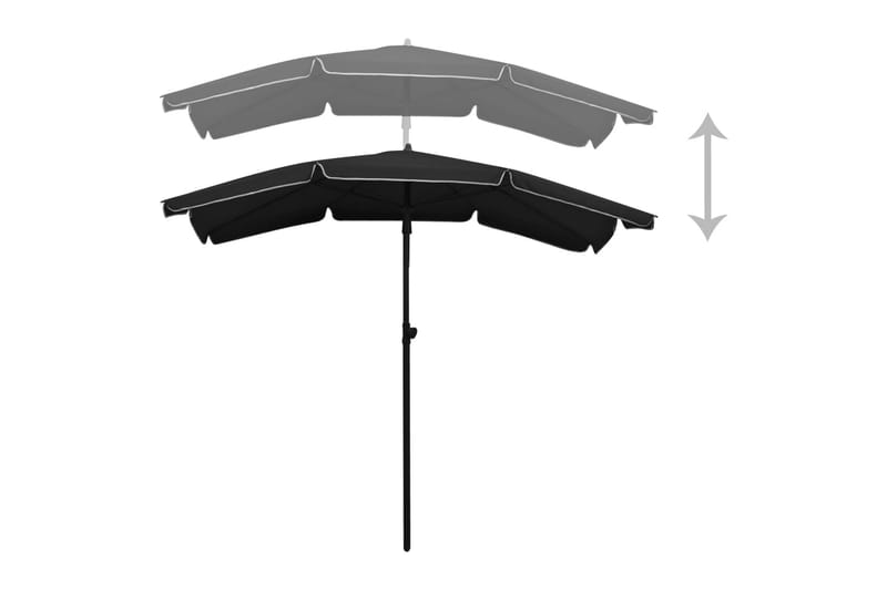 parasol med stang 210x130 cm sort - Sort - Havemøbler - Solafskærmning - Parasoller