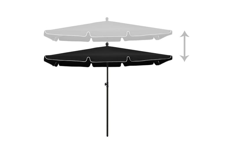 parasol med stang 210x140 cm sort - Sort - Havemøbler - Solafskærmning - Parasoller