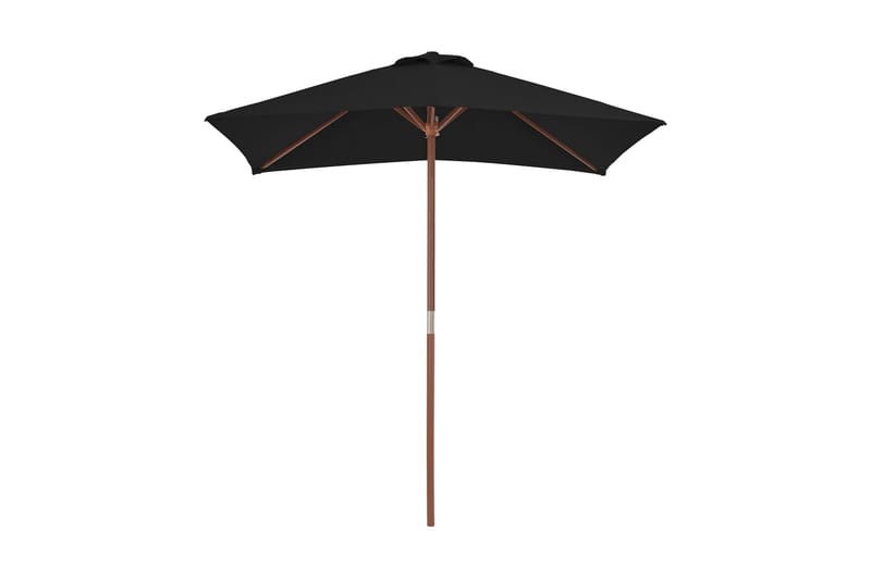 parasol med træstang 150x200 cm sort - Sort - Havemøbler - Solafskærmning - Parasoller