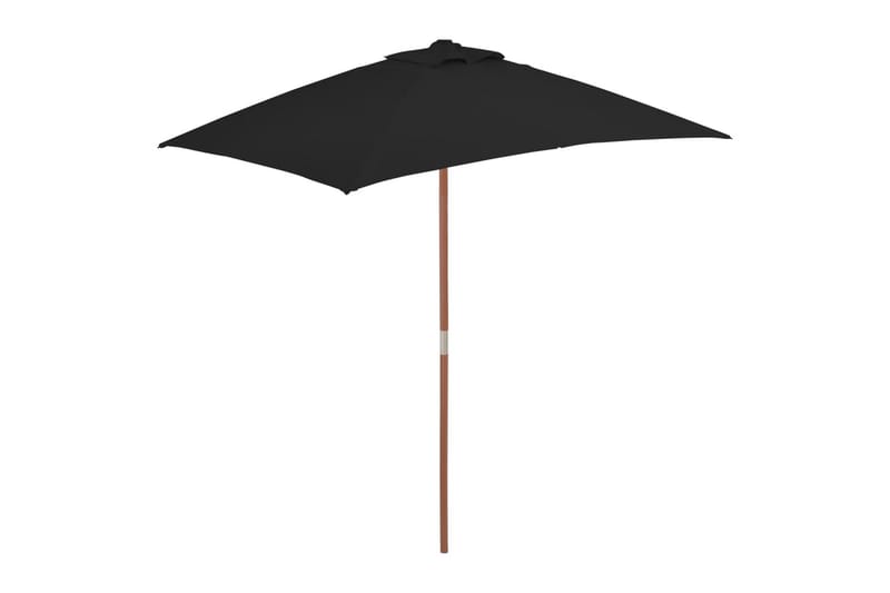 parasol med træstang 150x200 cm sort - Sort - Havemøbler - Solafskærmning - Parasoller